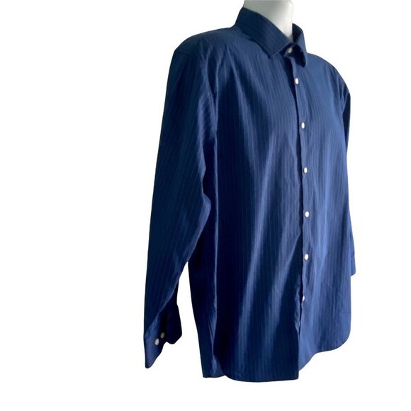 Perry Ellis Portfolio Classic Fit Blue Gold Button Down Shirt Neck 17 - Picture 6 of 8